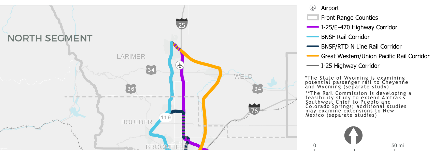 Map showing North Segment