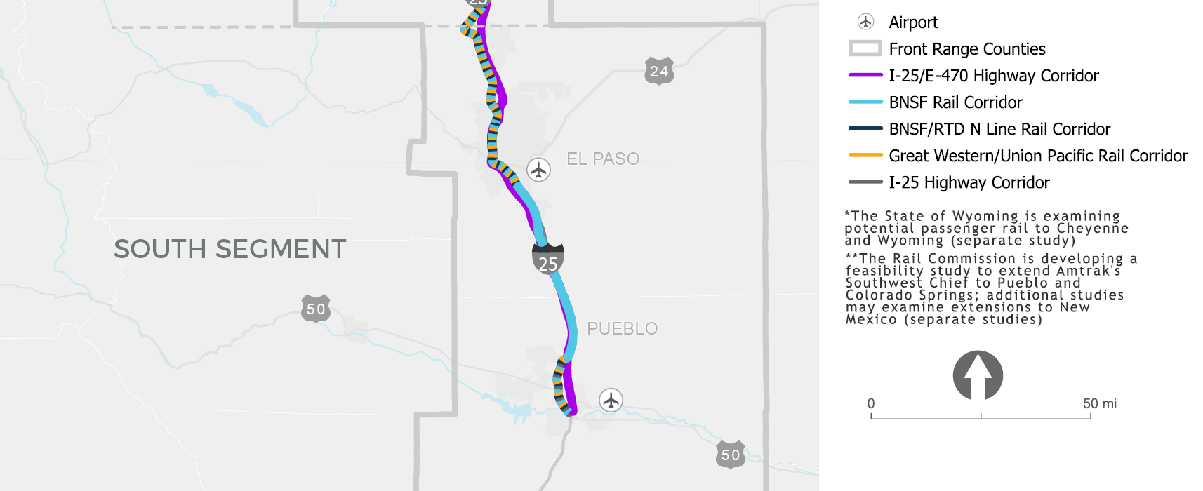 Map showing North Segment
